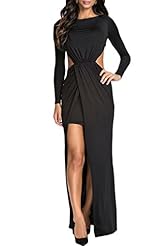 Ankle Length Long Sleeves Ruched Stretchy Slit Backless Evening Dress/Party Dress/Maxi Dress 