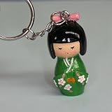 Japanese Doll Keyring - Green