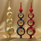 IMAGE OF Club Pack of 12 Glass Reflector Vintage Style Finial Christmas Tree Toppers 14