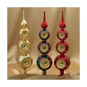 Club Pack of 12 Glass Reflector Vintage Style Finial Christmas Tree Toppers 14