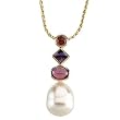 14K Yellow Gold Paspaley South Sea Cultured Pearl, Garnet, Amethyst and Pink Tourmaline Pendant