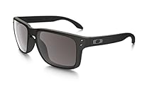 Oakley Mens Holbrook Rectangular Sunglasses OO9102-01, Matte Black/Warm Grey Lens
