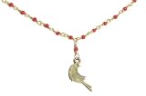 Precila G. Designs Coral Beaded Necklace with Bronze Bird Pendant