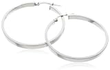 9ct White Gold MN50 Rectangular Tube Creole Earrings