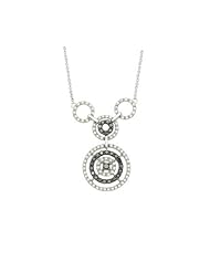 14K White Gold 1.25ct Multiple Circles White and Black Diamond Collar Necklace