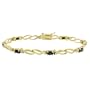 18K Gold Plated Sterling Silver Sapphire Stone Double Oval Link Bracelet with Diamond-Accent, 7.25"