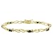 18K Gold Overlay Sterling Silver Genuine Sapphire Stone Double Oval Link Bracelet w/ Diamond-Accent, 7.25"