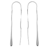 Sterling Silver Short Organic Drop U-shaped Ear Thread Earring