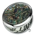 Circular Compact Mirror with Blue, Green & Turquoise Chips