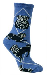 Pug Black Cotton Puppy Breed Dog Animal Socks 9-11