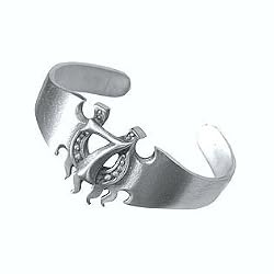 Lucky Seven Horseshoe Pewter Cuff Bracelet