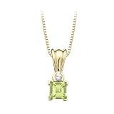 10K Yellow Gold 1/5 ct. Diamond and 3 ct. Peridot Pendant with Chain