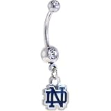 NCAA NOTRE DAME Fighting Irish DOUBLE Crystalline Gem Belly Ring