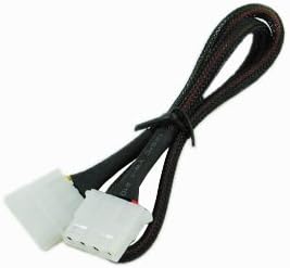 24" 4 Pin Molex IDE Male to Female Extension Adapter Cable, Black Sleeved