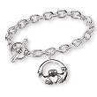 Sterling Silver Claddagh 7.5-inch Toggle Bracelet