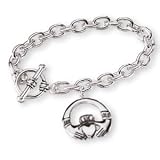 Sterling Silver Claddagh 7.5-inch Toggle Bracelet