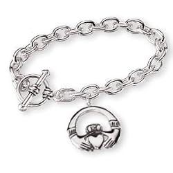 Sterling Silver Claddagh 7.5-inch Toggle Bracelet