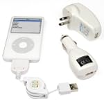 SAVE $23.5 - Apple iPod USB Travel Kit with Car Charger/ Travel Adapter/ Cable - White $1.49