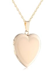 Yellow 14k Gold-Filled Satin Finish with Polished Edge Heart Locket Necklace, 18"