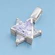 Sterling Silver Pendant - Star of David - Triangle Cut Lavender / Clear Cubic Zerconia - 15mm Height