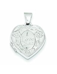 Genuine 14K White Gold White Gold Polished Heart-Shaped I Love You Locket 0.7 Grams Of Gold 100% Satisfaction Guaranteed.