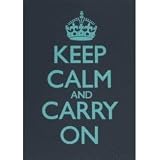 Keep Calm and Carry On Charcoal and Turquoise Poster in Black Frame