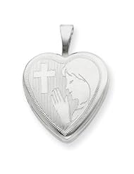 Silver 16mm Cross Praying Woman Heart Locket