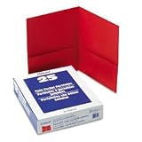 Oxford Twin Pocket Light Red Leatherette-Grained Portfolios 25 Count (57511)