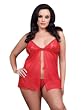 Plus Size Red Lace Babydoll Flyaway Open Front Sexy Lingerie