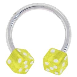 Yellow Dice Horseshoe Eyebrow Ring
