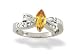 14K White Gold Genuine Marquise Citrine and Diamond Bow Ring