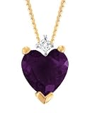 14KT Diamond and Amethyst Heart Pendant