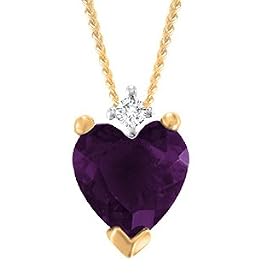 14KT Diamond and Amethyst Heart Pendant by Gold and Diamond Source