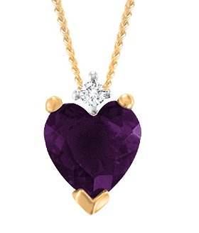 14KT Diamond and Amethyst Heart Pendant