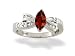 14K White Gold Genuine Marquise Garnet and Diamond Bow Ring