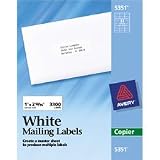 Avery 5332 Self-adhesive address labels for copiers, white, 1 x 2-13/16, 8250/box