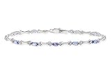 1 1/2 Carat Tanzanite and 1/10 Carat Diamond 10K White Gold Bracelet