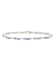 1 1/2 Carat Tanzanite and 1/10 Carat Diamond 10K White Gold Bracelet