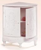 Distressed White Wood Corner Cabinet