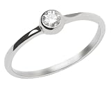 14k Choice of White or Yellow Gold Bezel Set Diamond Ring (1/8 cttw, H-I Color, I2-I3 Clarity), Size 7
