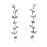 Eve's Addiction Flowering CZ Vine Sterling Silver Earrings