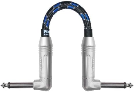 Spectraflex Braided Series Pedal Cable, Dual Right Angle Plugs, 6 Inch, Blue