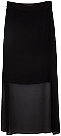 Diorot Women's Chiffon Asymmetric Transparent Long Summer Skirt Black