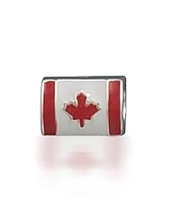 Bling Jewelry Canadian Flag Bead 925 Sterling Barrel Charm Pandora Compatible