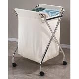 Hamper - Folding Metal & Canvas w/casters (Natural/Silver) (29"H x 19"W x 17-1/2"D)