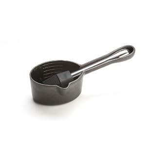 Outset Q173 1-1 2-Cup Cast-Iron Sauce Pot with Nesting Silicone Basting Brush by 