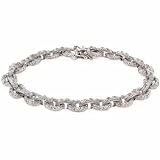 Sterling Silver Simulated Diamond CZ Pave Chain Link Bracelet