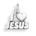 Childs Necklace I Love Jesus Heart Sterling Silver - Chain Included
