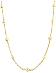 10 Karat Yellow Gold Rope and Diamond-cut Bead Station Necklace (17 inch)