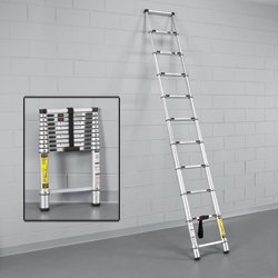 Vestil TLAD-10 Aluminum Telescopic Ladder, 225 lbs Capacity, Closed 18-1/2
